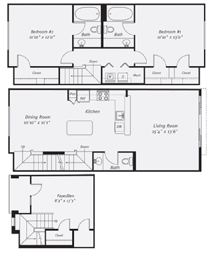 Salix Juanita Village_Kirkland WA_Floor Plan_Two Bedroom Two Bathroom Townhouse B Salix Juanita Village_Kirkland WA_Floor Plan_Two Bedroom Two Bathroom Townhouse B